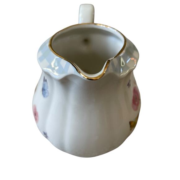 Grace Teaware Floral Gingham Bunny Fine Porcelain Creamer NEW - Picture 10 of 12